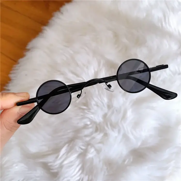 Lunettes de soleil vintage rock punk pour hommes, petites lunettes de soleil rondes classiques pour 