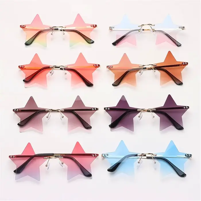 Lunettes de soleil en forme d'étoile sans monture pour femmes et hommes