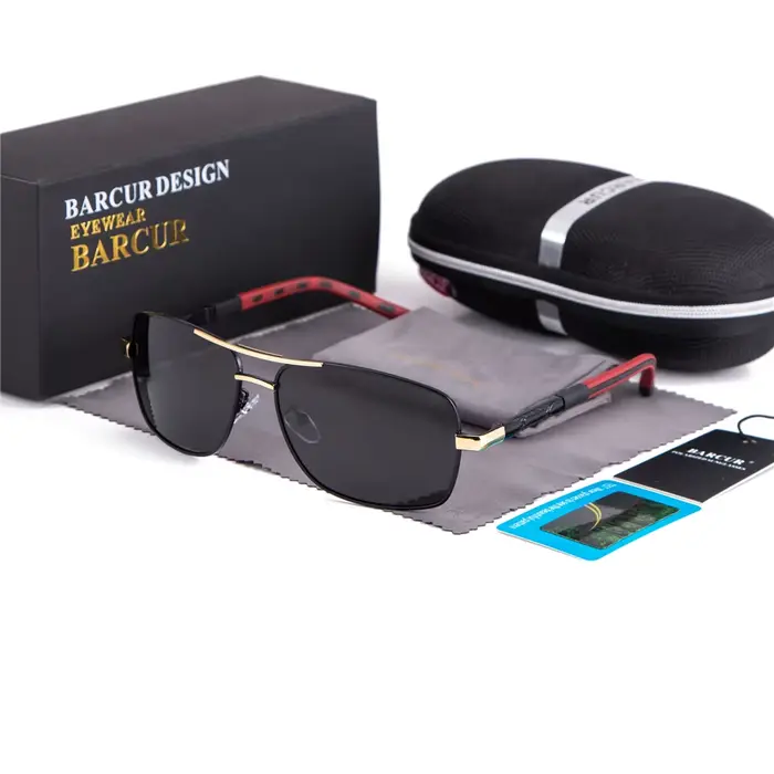 BARCUR Rectangle lunettes de soleil polarisées conduite lunettes hommes lunettes de soleil lentilles