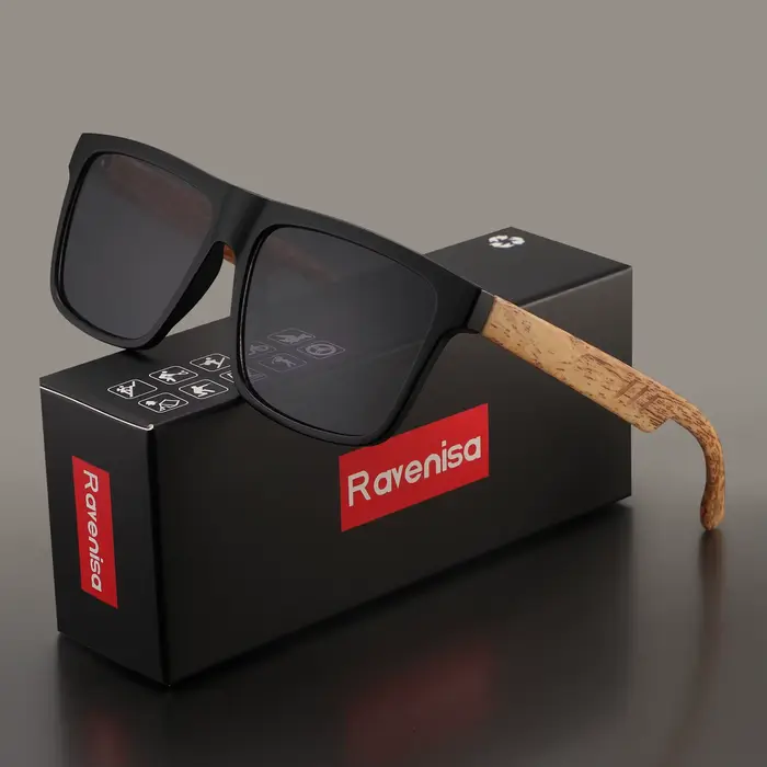 Lunettes de soleil carrées vintage Ravenisa Fashion pour hommes et femmes, pêche, conduite, marque d