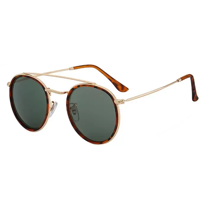 Shonemes lunettes de soleil rondes Vintage Double pont conduite nuances cadre en métal extérieur UV4