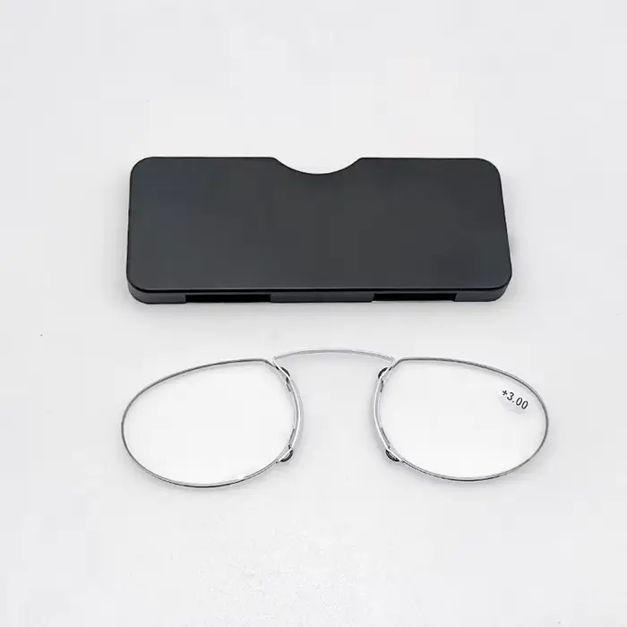 Lunettes de lecture en mousse sans monture avec étui en alliage pour hommes et femmes + 1 + 1.5 + 2 