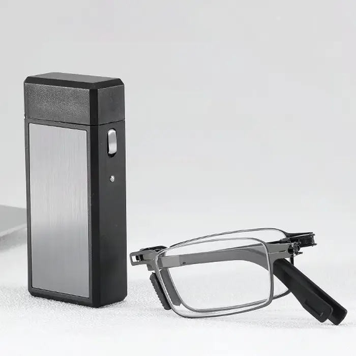 Lunettes de lecture pliantes en acier inoxydable, compactes et portables, étui plus léger, lunettes 