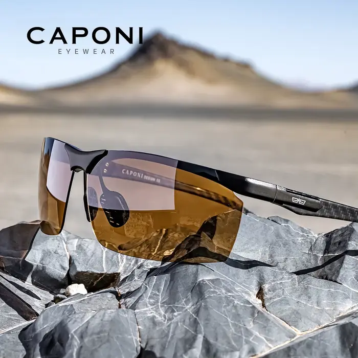 CAPONI Vision nocturne hommes lunettes de soleil carbone Firber conduite sport photochromique UV400 HD