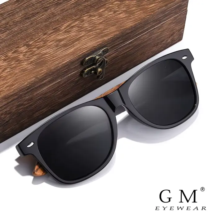 GM marque 2021 mode 100% fait à la main en bois naturel hommes lunettes de soleil polarisées lunette