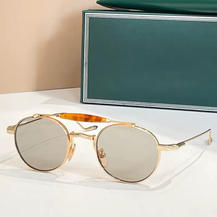 JMM DASAN lunettes de soleil rondes en alliage faites à la main au japon dégradé Uv400 hommes classi