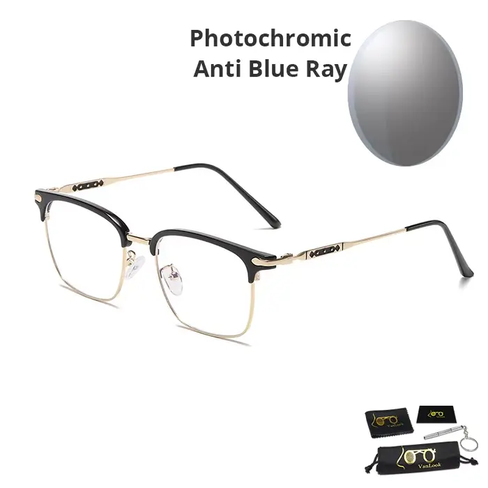 Lunettes de soleil photochromiques pour hommes et femmes, Anti rayons bleus, pour ordinateur, carrée