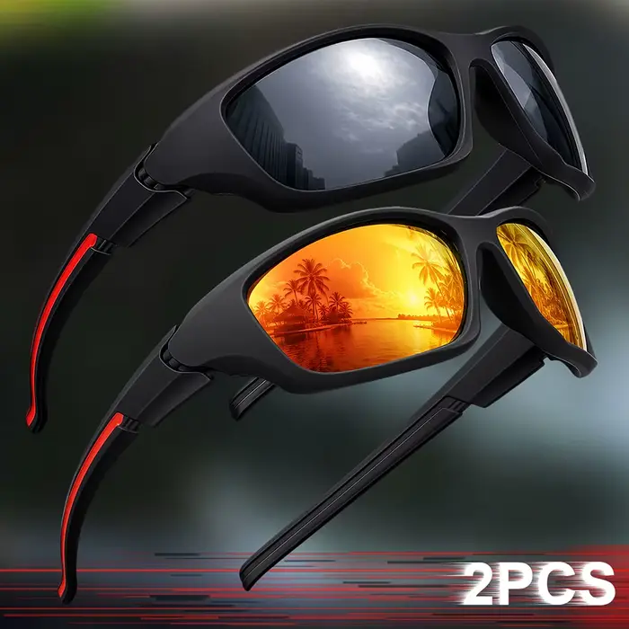 2 paires de lunettes de soleil polarisées de style fantaisie, pour hommes et femmes, pour les sports
