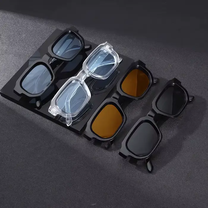 4pcsNew hommes Vintage Rectangle cadre lunettes de soleil mode rétro